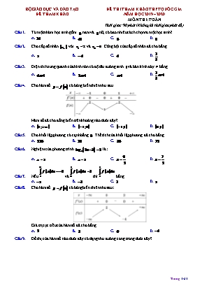 Đề thi tham khảo THPT Quốc gia môn Toán - Năm học 2019-2020 - Bộ giáo dục và đào tạo (Có đáp án)